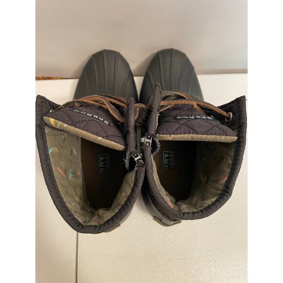 Sperry Top Siders women waterproof black rubber rain snow boots size 7.5 quilted - Picture 9 of 12